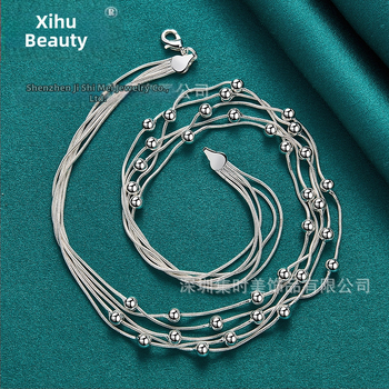 West Lake Beauty Γεωμετρικό Μεταλλικό Κολιέ με Χάντρες