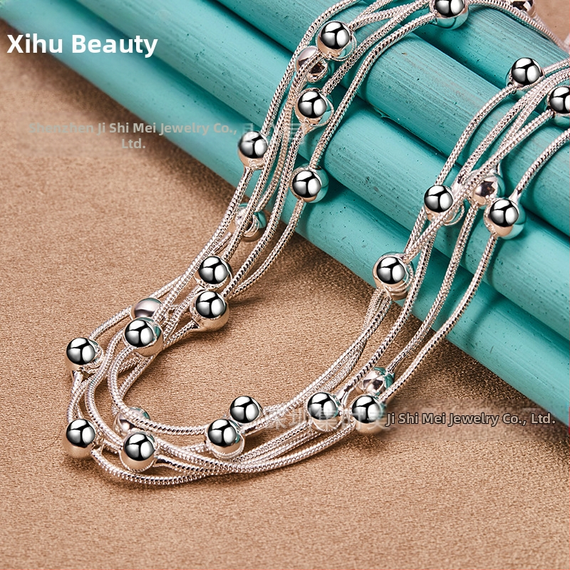 Geometrický kovový náhrdelník West Lake Beauty s korálkami