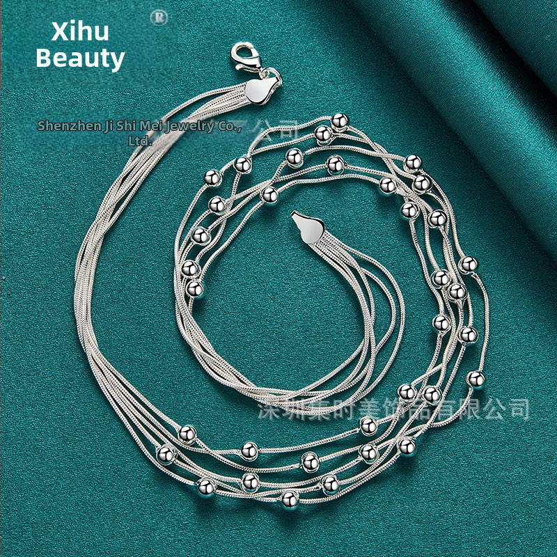 Geometrický kovový náhrdelník West Lake Beauty s korálkami