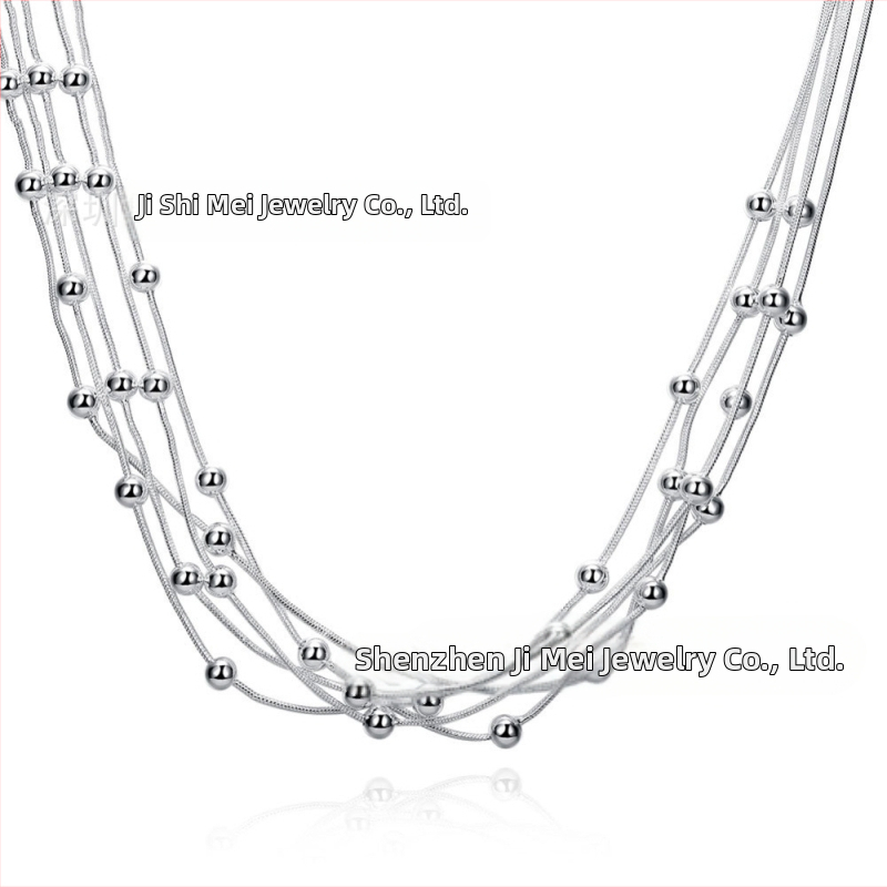 Geometrický kovový náhrdelník West Lake Beauty s korálkami