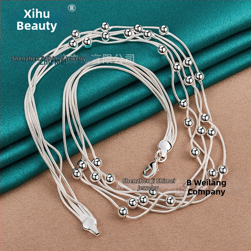 Огърлица West Lake Beauty Геометрична метална с мъниста