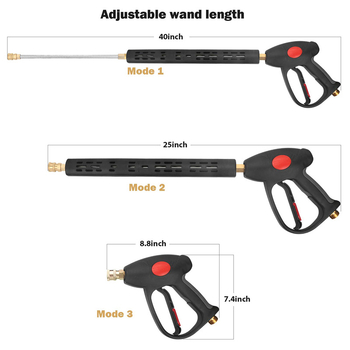 Paplašināta augsta spiediena ūdenspistole automašīnām mazgāšanai, vara galva, ventilatora formas smidzinātājs, 350 bar / 5000 PSI, Wheat Path OP