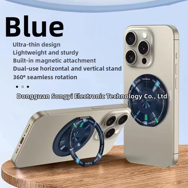 Songyi 360° otáčajúci sa prstenový držiak na telefón, magnetický prsten, zliatina