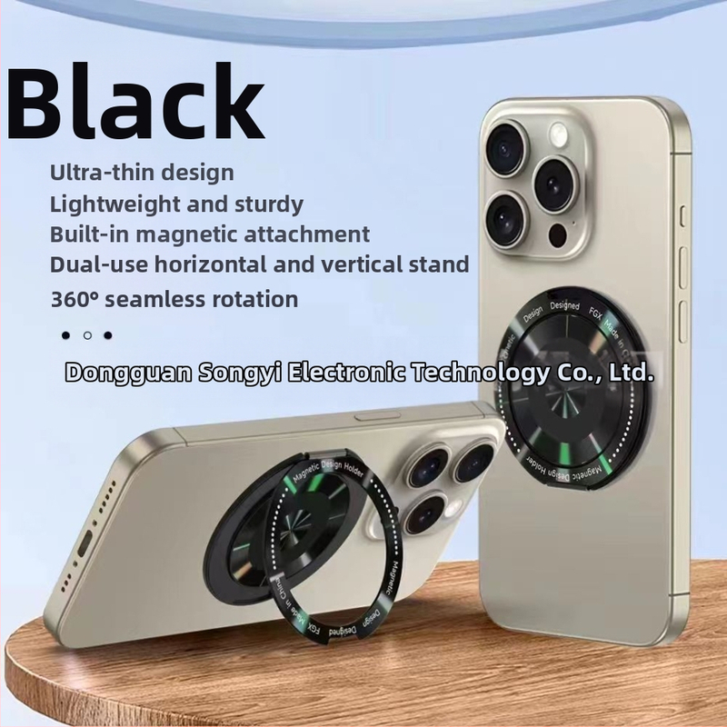 Songyi 360° otáčajúci sa prstenový držiak na telefón, magnetický prsten, zliatina