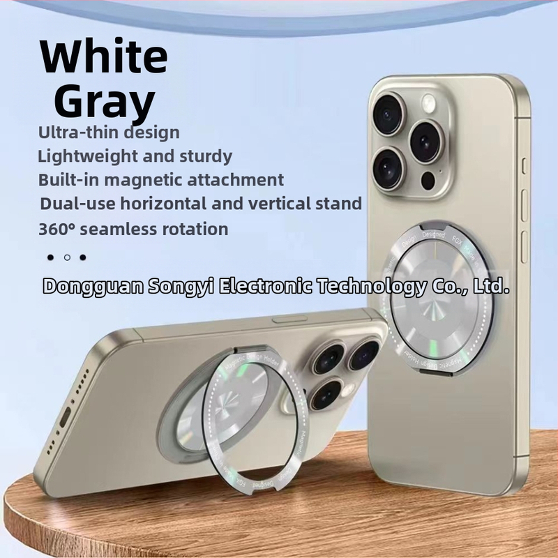 Songyi 360° otáčajúci sa prstenový držiak na telefón, magnetický prsten, zliatina