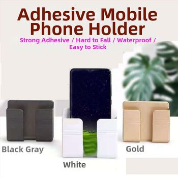 Držiak na mobilný telefón na stenu s lepiacou páskou – plast, všeobecná kompatibilita, prispôsobiteľný