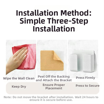 Držiak na mobilný telefón na stenu s lepiacou páskou – plast, všeobecná kompatibilita, prispôsobiteľný