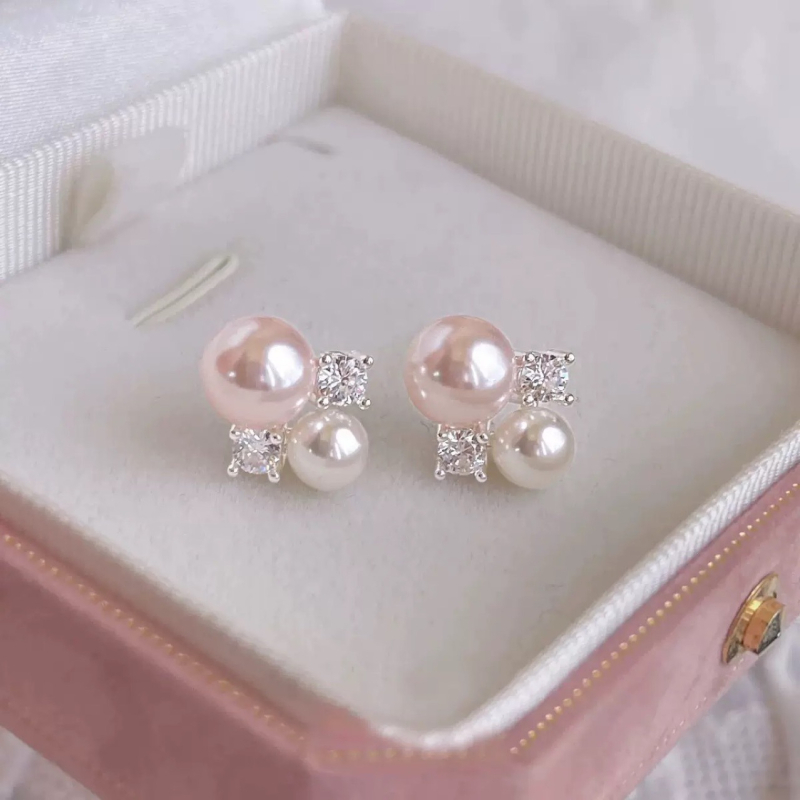 Műgyöngy fülbevalók, geometriai forma, elektroplakolás, niche stílus, nőknek, Nyár 2025