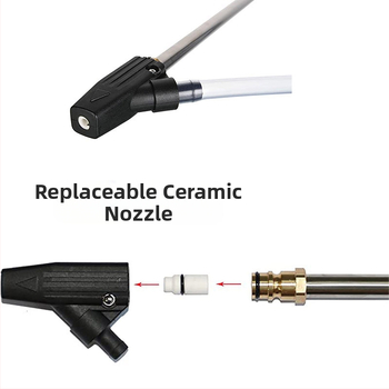 Keramikas sprausla augstspiediena smilšu strūklai ar nerūsējoša tērauda rokturi – 2300 psi, šļāciena attālums 10, piemērots rūsas noņemšanai un smagai dekonterminācijai