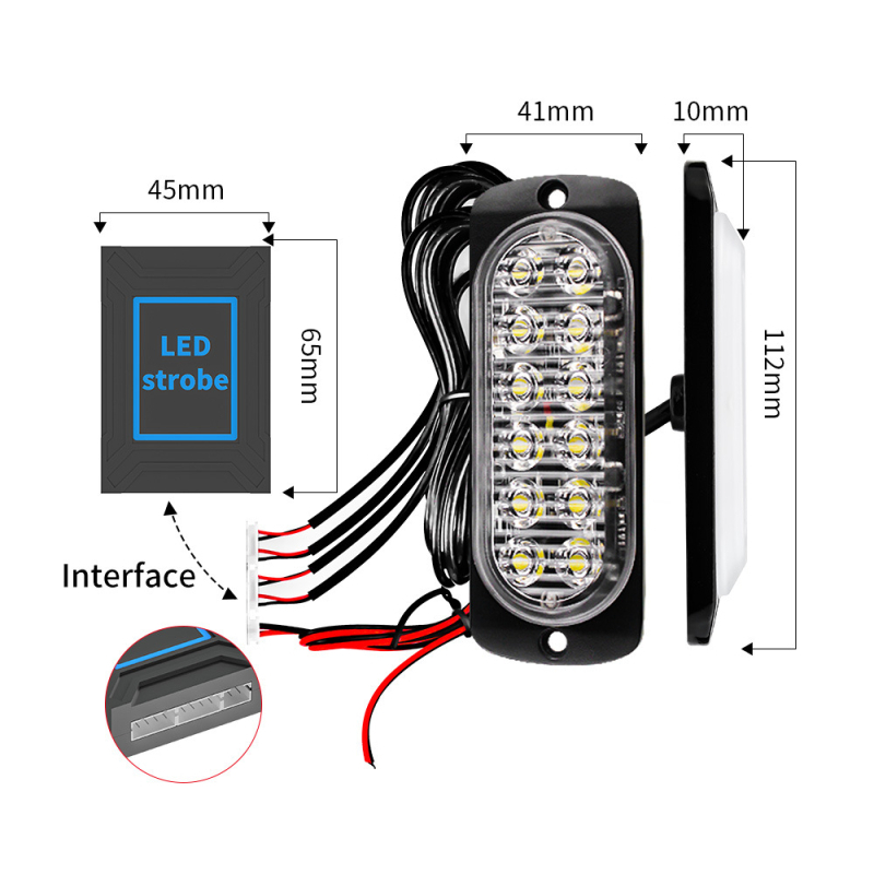 DXZ 12-LED grill-stroboskoopvalgus juhtmevaba kaugjuhtimisega, auto päevatuled, 12–24V, 36W