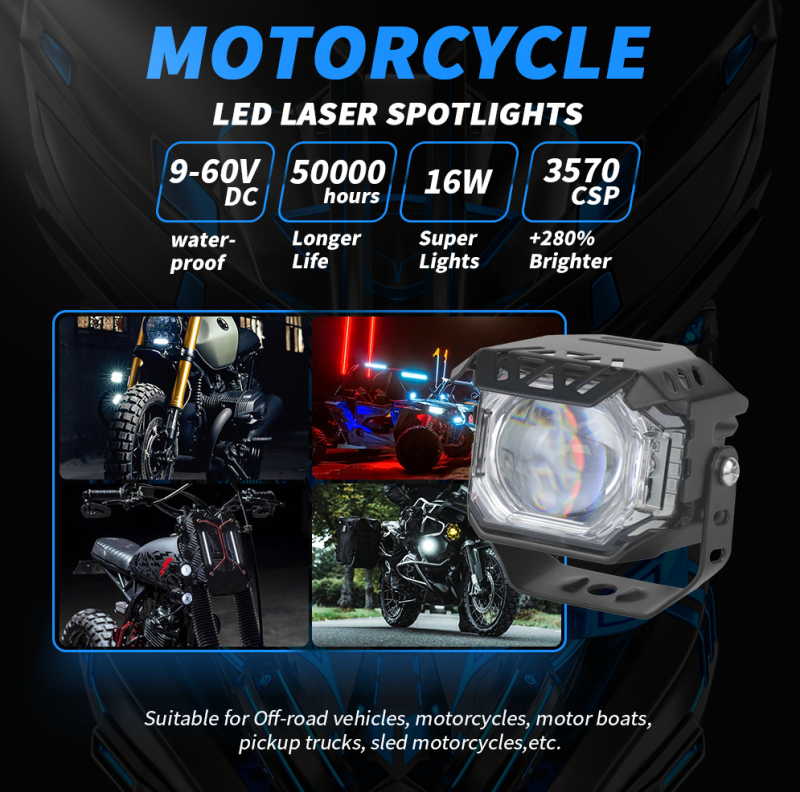 Φακός LED μοτοσικλέτας με διπλό φάσμα (υψηλό/χαμηλό) – αλουμίνιο+ABS, 9-60V, IP67, 770 lm, πηγή φωτός 3570+3030