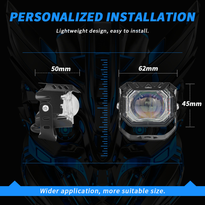 Φακός LED μοτοσικλέτας με διπλό φάσμα (υψηλό/χαμηλό) – αλουμίνιο+ABS, 9-60V, IP67, 770 lm, πηγή φωτός 3570+3030