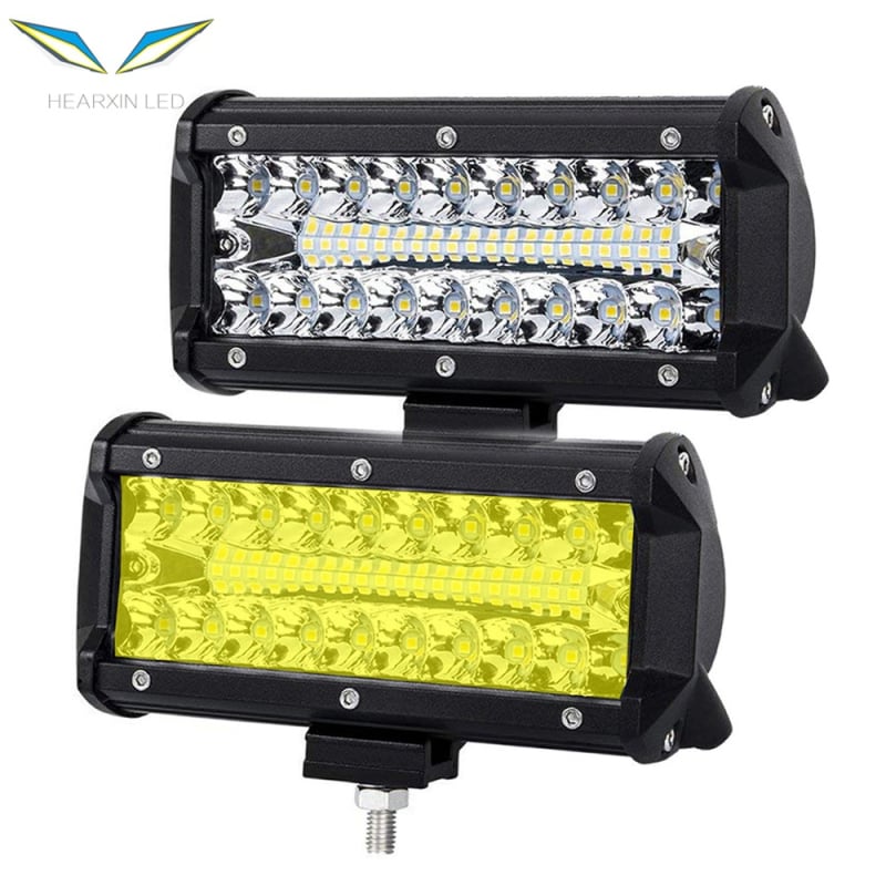 LED светлинен бар за работа, три реда, 120W, 12-24V, 12000 лм, IP68, алуминиев корпус