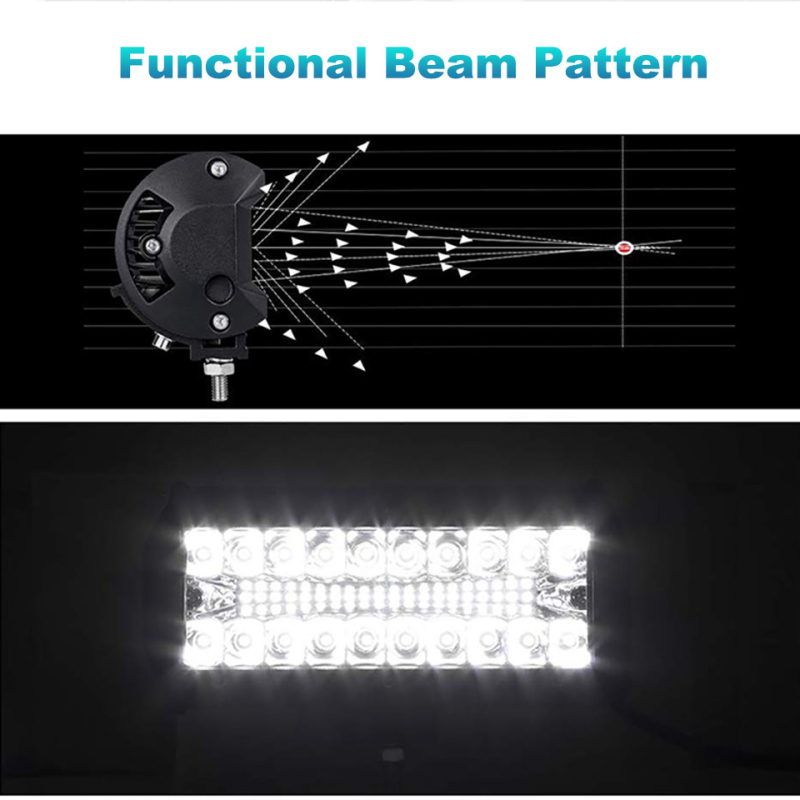 Bară de lumini LED pentru lucru, cu trei rânduri, 120W, 12-24V, 12000 lm, IP68, carcasă din aluminiu