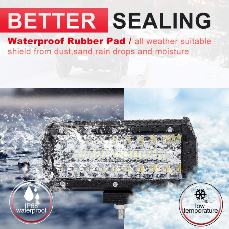 Bară de lumini LED pentru lucru, cu trei rânduri, 120W, 12-24V, 12000 lm, IP68, carcasă din aluminiu