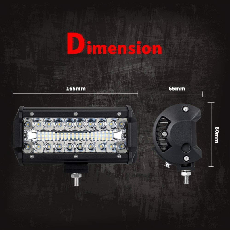 Bară de lumini LED pentru lucru, cu trei rânduri, 120W, 12-24V, 12000 lm, IP68, carcasă din aluminiu