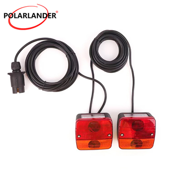 Polarlander 12V LED haagise tagavalgus magnetilise alusega, sobib veoautodele/pikappidele, universaalne 7-põhja pistik, vilguv hoiatustuli (mitte veekindel)