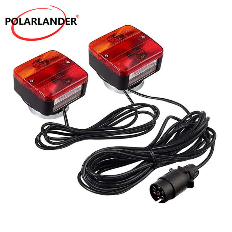 Polarlander lampa de semnalizare pentru remorcă 12V LED, bază magnetică, pentru camioane/pick-upuri, conector universal cu 7 pini, lumină de avertizare intermitentă (nu este impermeabilă)