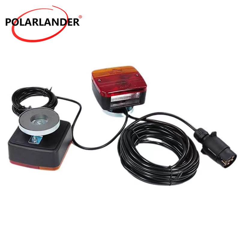 Polarlander lampa de semnalizare pentru remorcă 12V LED, bază magnetică, pentru camioane/pick-upuri, conector universal cu 7 pini, lumină de avertizare intermitentă (nu este impermeabilă)