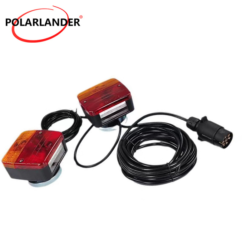 Polarlander lampa de semnalizare pentru remorcă 12V LED, bază magnetică, pentru camioane/pick-upuri, conector universal cu 7 pini, lumină de avertizare intermitentă (nu este impermeabilă)