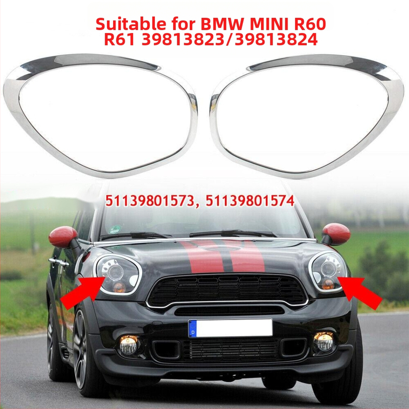 KAIZDE ABS електрополирана декоративна рамка за фар за BMW MINI R60/R61 (модели 51139801573/51139801574/51139813823/51139813824)