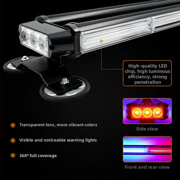 Lumină COB montată pe vehicul cu avertizare cu LED cu patru fețe, model JSD12/15, carcasă din aluminiu+PC, sursă LED, durată de viață 50000h