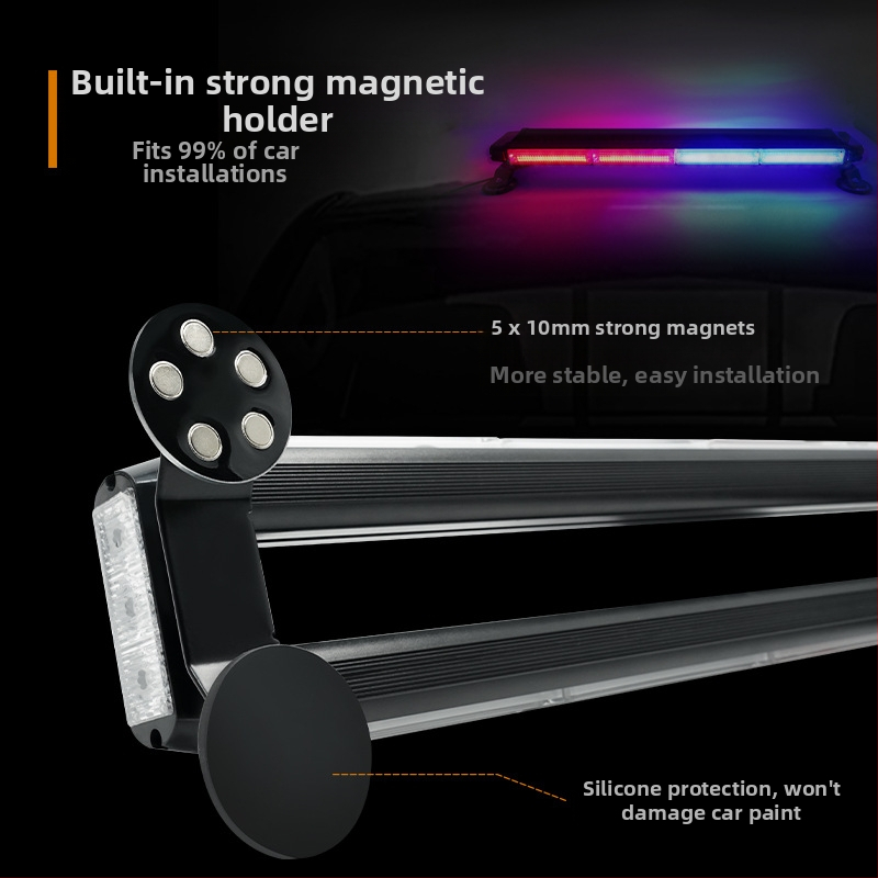 Автомобилен COB предупредителен LED светло с четиристранна строб лампа, модел JSD12/15, корпус от алуминий+PC, LED източник, 50000 ч експлоатационен живот