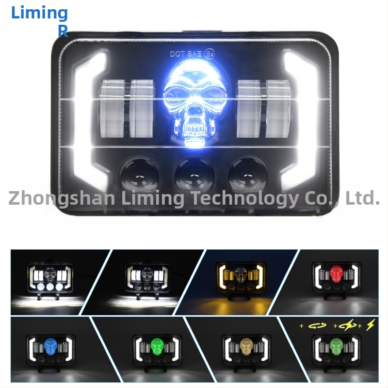 Faro LED cu design craniu, compatibil universal; carcasă din aluminiu turnat, lentilă PC; protecție IP; personalizare disponibilă