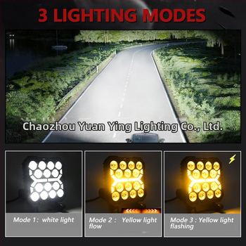 X6 LED kvadrātveida darba luktura visurgājējiem ar divām Y formas acīm; korpuss no spiedēta alumīnija; spriegums 9-30V; LED gaismas avots