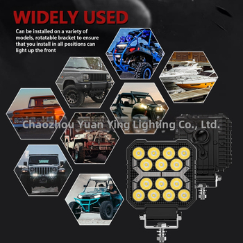 X6 LED kvadrātveida darba luktura visurgājējiem ar divām Y formas acīm; korpuss no spiedēta alumīnija; spriegums 9-30V; LED gaismas avots