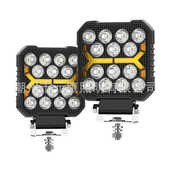 X6 LED kvadrātveida darba luktura visurgājējiem ar divām Y formas acīm; korpuss no spiedēta alumīnija; spriegums 9-30V; LED gaismas avots