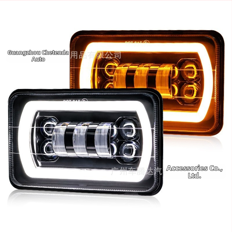 LED работна светлина за автомобили и камиони с двуцветни ангелски очи, дневна светлина и мигач, 55W, 9-36V, 80000 лм, 50000 ч, 7 светодиода