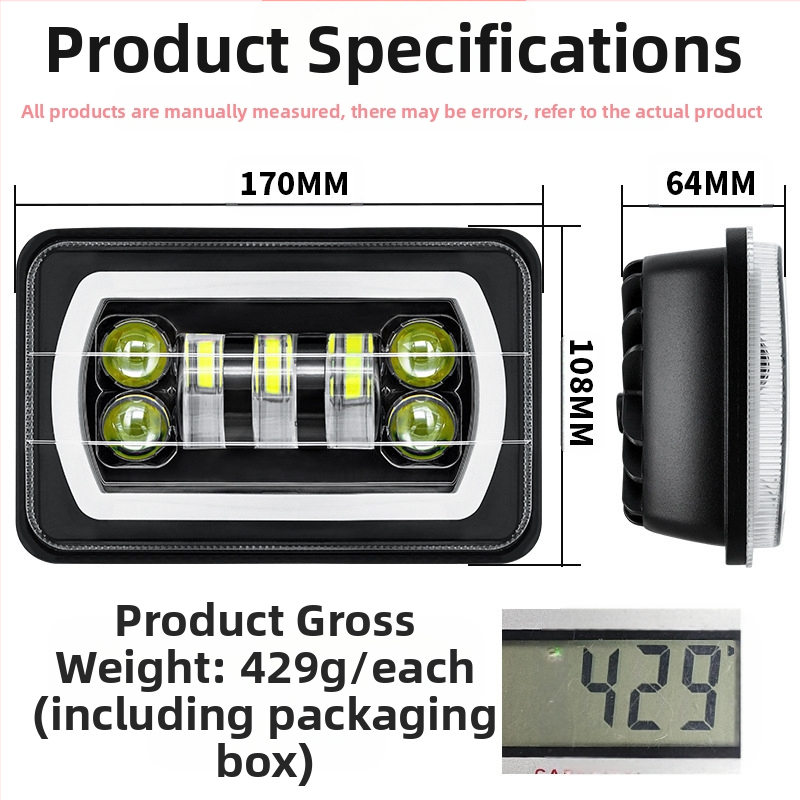 LED работна светлина за автомобили и камиони с двуцветни ангелски очи, дневна светлина и мигач, 55W, 9-36V, 80000 лм, 50000 ч, 7 светодиода