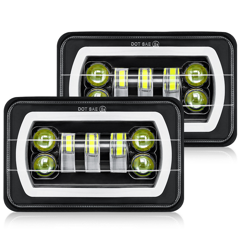 LED darbo šviesa automobiliams ir sunkvežimiams su dviejų spalvų Angel Eye DRL ir posūkio signalu, 55W, 9-36V, 80000 lm, 50000 h, 7 LED