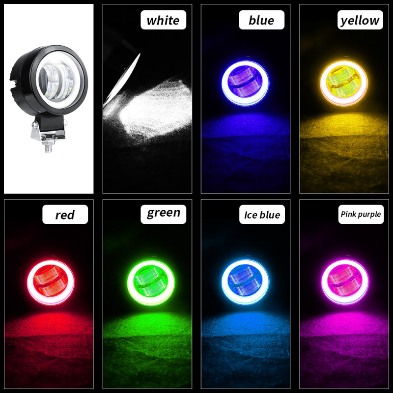 LED работна светлина за мотоциклет, модел 7D, 20W, 1800 lm, Cree светодиод, 12V