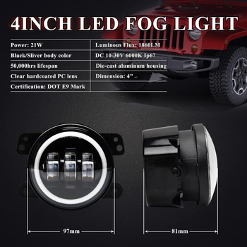 LED miglas lukturi Mazda JK – alumīnija sakausējums, 9-36V, LED 1W, Modelis Mu man-four sides fixed 30w, Halo Angel Eyes