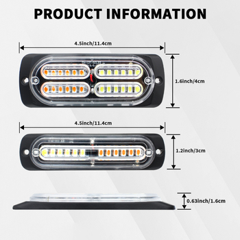 Automašīnas LED režģa gaismas – ārkārtas brīdinājums ar sinhronizētu zibspuldzi, ultra plānas; 144W, 12-24V, alumīnijs + PC, universāla.