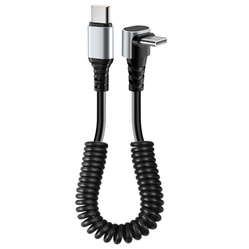 Automobilinis duomenų kabelis Type-C / Lightning su lenktu dizainu prieš lūžimą, ištraukiamas, 6A, grynas varis