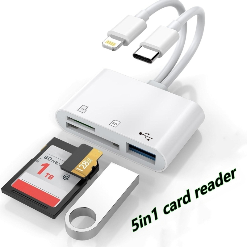 Type-C OTG 3-in-1 atmiņas kartes lasītājs SD/TF un USB kamerai