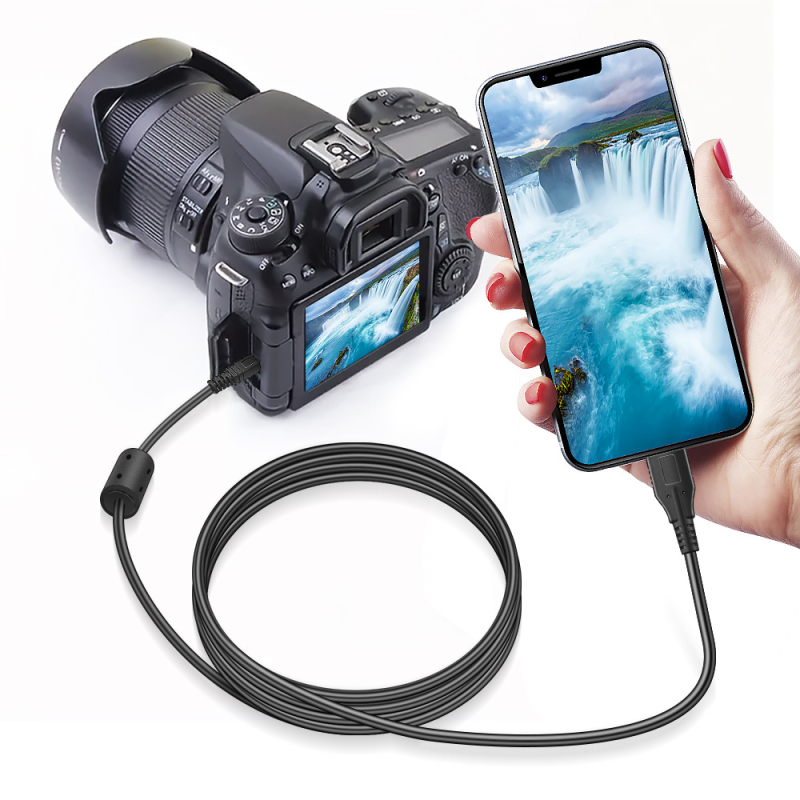 OTG USB-C към 8P адаптер кабел за Nikon Coolpix 2100 / P5 / S4 — свързва мобилен телефон с камера (меден проводник)