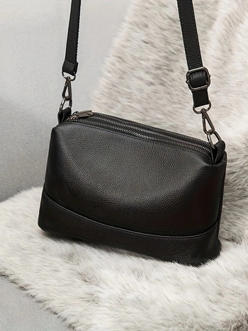 Думплинг стил PU дамска чанта за рамо с множество отделения, кръстосана чанта за носене през рамо, ципно затваряне, подплата полиестер‑памук, с една презрамка