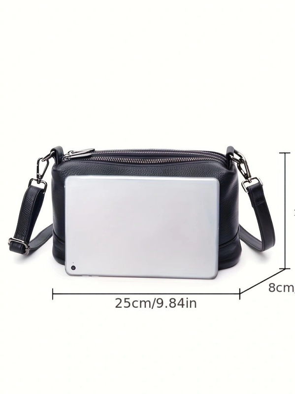 Думплинг стил PU дамска чанта за рамо с множество отделения, кръстосана чанта за носене през рамо, ципно затваряне, подплата полиестер‑памук, с една презрамка