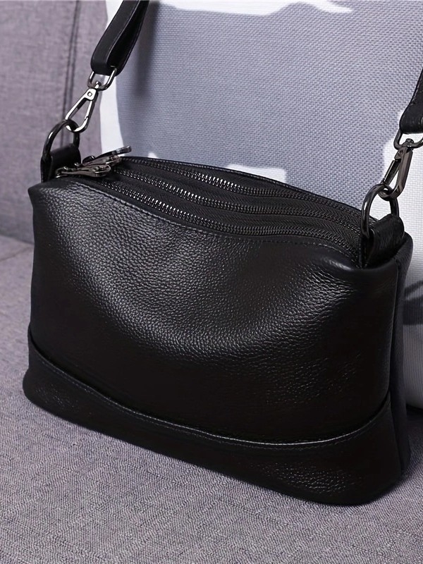 Dumpling stiliaus PU pečių rankinė moterims su keliais skyreliais, užtrauktukas, poliesterio–medvilnės pamušalas, viena dirželis