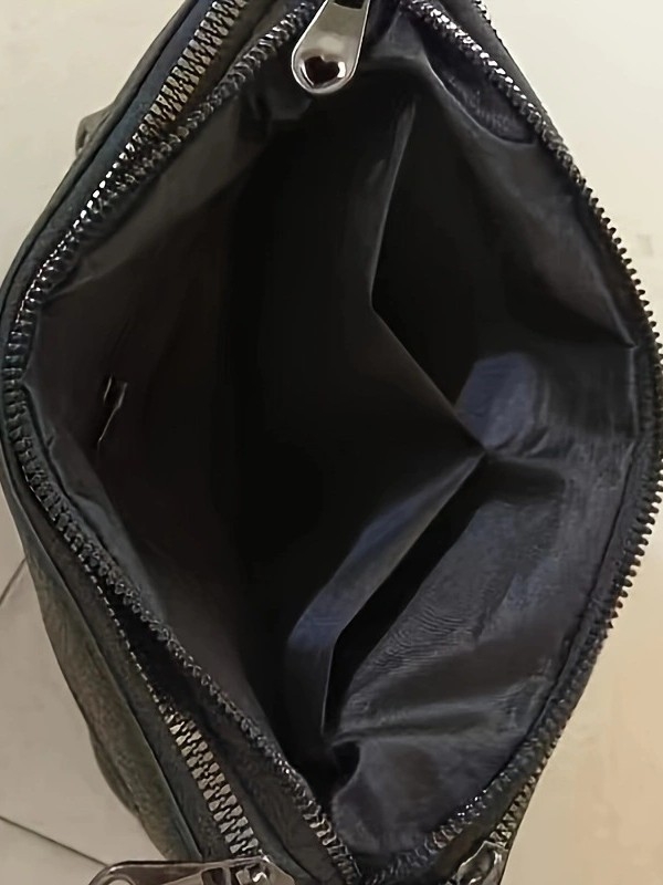 Думплинг стил PU дамска чанта за рамо с множество отделения, кръстосана чанта за носене през рамо, ципно затваряне, подплата полиестер‑памук, с една презрамка