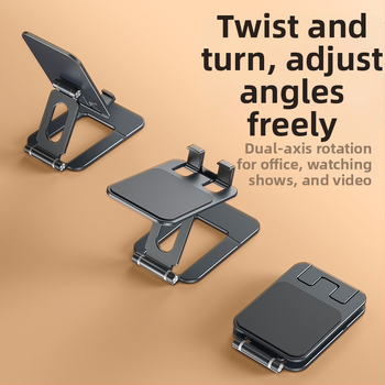 Десктоп държач за телефон и таблет – сгъваем, преносим, алуминиева сплав със силикон против приплъзване, стабилна поддръжка за лайв предавания и учене