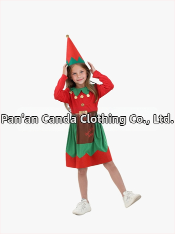 Jõuluelfkostüüm täiskasvanutele ja lastele, polüester, 95%+ koostis, 2024. aasta sügis, cosplay/rollimängud, bränd Dancing Style