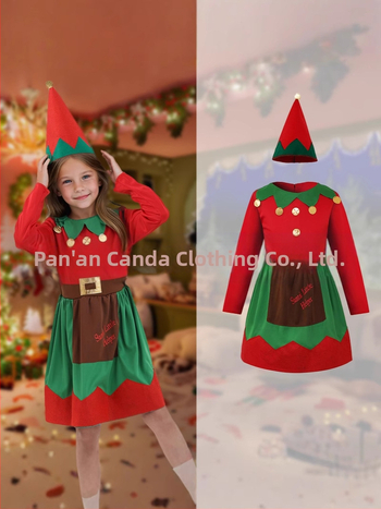 Jõuluelfkostüüm täiskasvanutele ja lastele, polüester, 95%+ koostis, 2024. aasta sügis, cosplay/rollimängud, bränd Dancing Style