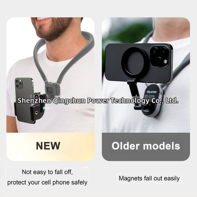 Krk-ný visací držiak pre športovú kameru a mobilný telefón – prvá osoba perspektíva, silikónový materiál; balenie obsahuje: vešiakový držiak, skrutky, adaptér, klip na telefón