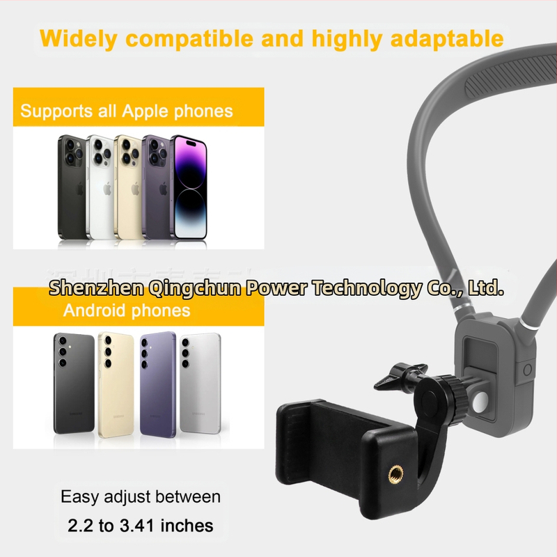 Krk-ný visací držiak pre športovú kameru a mobilný telefón – prvá osoba perspektíva, silikónový materiál; balenie obsahuje: vešiakový držiak, skrutky, adaptér, klip na telefón