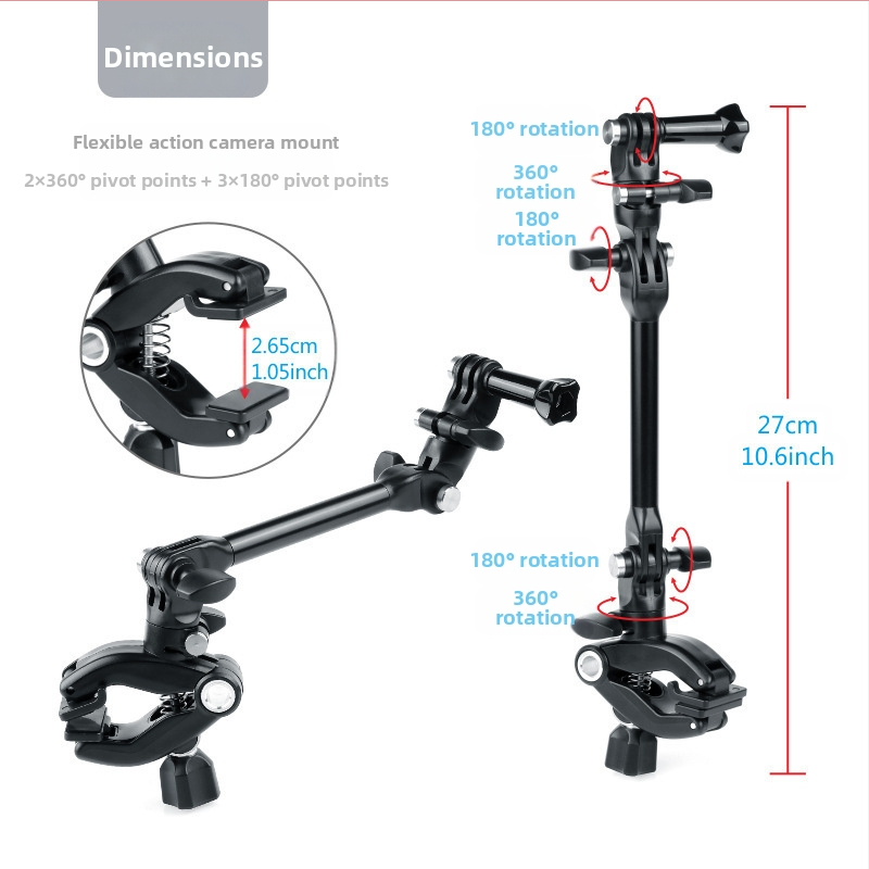 Držiak na GoPro príslušenstvo s 360° otáčaním, viacfunkčná spona, materiál PC a nehrdzavejúca oceľ, značka Youyixin